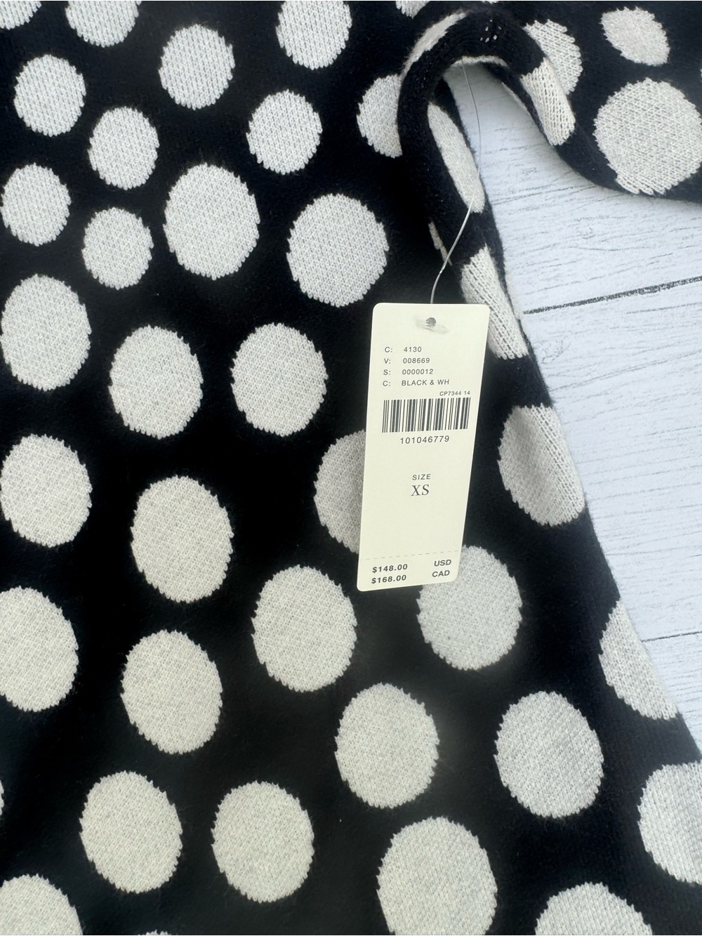 Anthropologie NWT Black White Polka Dot Knit Mini Dress XS $148 Quiet Lux 1960’s - Picture 4 of 11